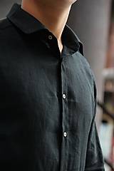 Pánske oblečenie - MILAN ľanová košeľa BLACK - 13086305_