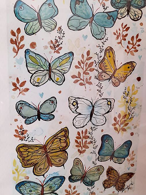 Motýle - akvarel