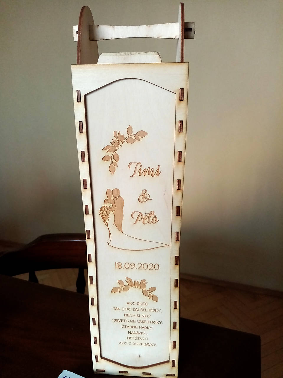 Svadobná krabička na víno vysúvačka