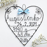 Tabuľky - meno s údajmi o narodení dieťatka (Svetlomodrá +čas) - 13092604_