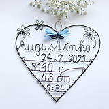 Tabuľky - meno s údajmi o narodení dieťatka (Svetlomodrá +čas) - 13092605_