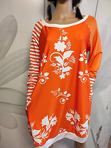 Šaty - FLORAL FOLK -  šaty v dĺžke mini s vačkami (mandarínka s bielou) - 13089944_