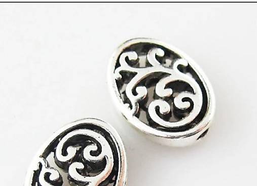 Korálky - Kovová filigránová korálka 9,5 x 12,5 mm, 1 ks - 13090919_