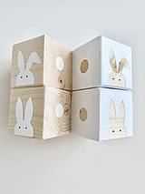 Dekorácie - Drevené kocky Zajačik, 1ks - 13091468_