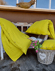 Úžitkový textil - Ľanové posteľné obliečky Lemon Pie - 13093588_
