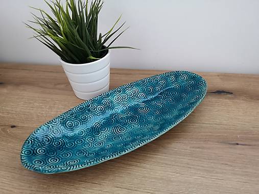 Tyrkysová ovalna misa-slimák