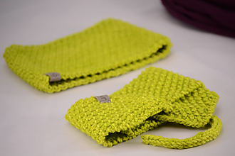 Čiapky, čelenky, klobúky - Športový set RUNNER unisex (čelenka a šálik), 100% merino (Žltozelená krikľavá) - 13096581_