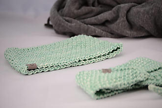 Čiapky, čelenky, klobúky - Športový set RUNNER unisex (čelenka a šálik), 100% merino (Tyrkysová svetlá) - 13096592_
