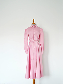 Šaty - Bavlnené košeľové šaty s jemnou bodkou – ružová  - 13094988_