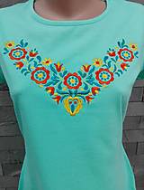 Topy, tričká, tielka - Dámske vyšívané tričko - Krakovany ornament - 13103112_