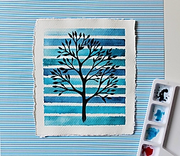 Kresby - Iba jeden strom II. - originál maľba - 13102492_