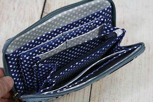 modrotlačová peňaženka na zips Miša 1
