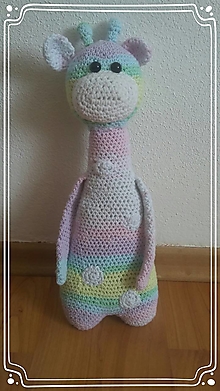 Hračky - Háčkovaná farebná žirafka - 13099515_