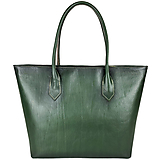 Kabelky - Dámska kožená SHOPPER kabelka, ručne tamponovaná a tieňovaná v zelenej farbe - 13104876_