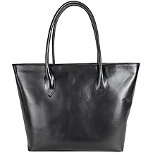 Kabelky - Dámska kožená SHOPPER kabelka v čiernej farbe - 13104525_