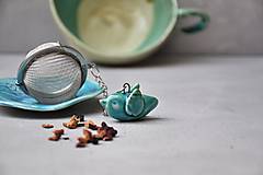 Príbory, varešky, pomôcky - sitko na čaj vtáčik tyrkysový - 13104093_