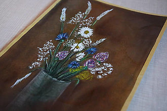 Kresby - Kytička lúčnych kvetov - pastel - 13105707_