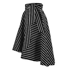 Sukne - ANNA - elegantná asymetrická zavinovacia sukňa (čierna s bielymi pásikmi) - 13111977_