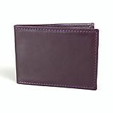 Peňaženky - Kožené púzdro na karty a vizitky v tmavo fialovej farbe - 13111226_