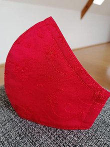 Rúška - Tvarované bavlnené rúško "Červená madeira" - 13108528_