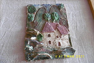 Obrazy - Dom na dedine,keramika - 13110371_