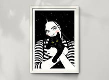 Černá kočka - umělecký tisk