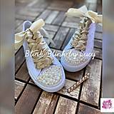 Ponožky, pančuchy, obuv - Svadobné tenisky vo farbe Latte - 13114700_