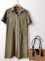 Šaty - Ľanové safari šaty - 13113039_