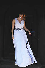 Šaty - Svadobné šaty s maľovaným opaskom - 13116548_