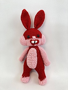 Hračky - Hačkovaní zajkovia / zajac-e/ (zajac červený výška vrátane uši 34 cm) - 13115390_