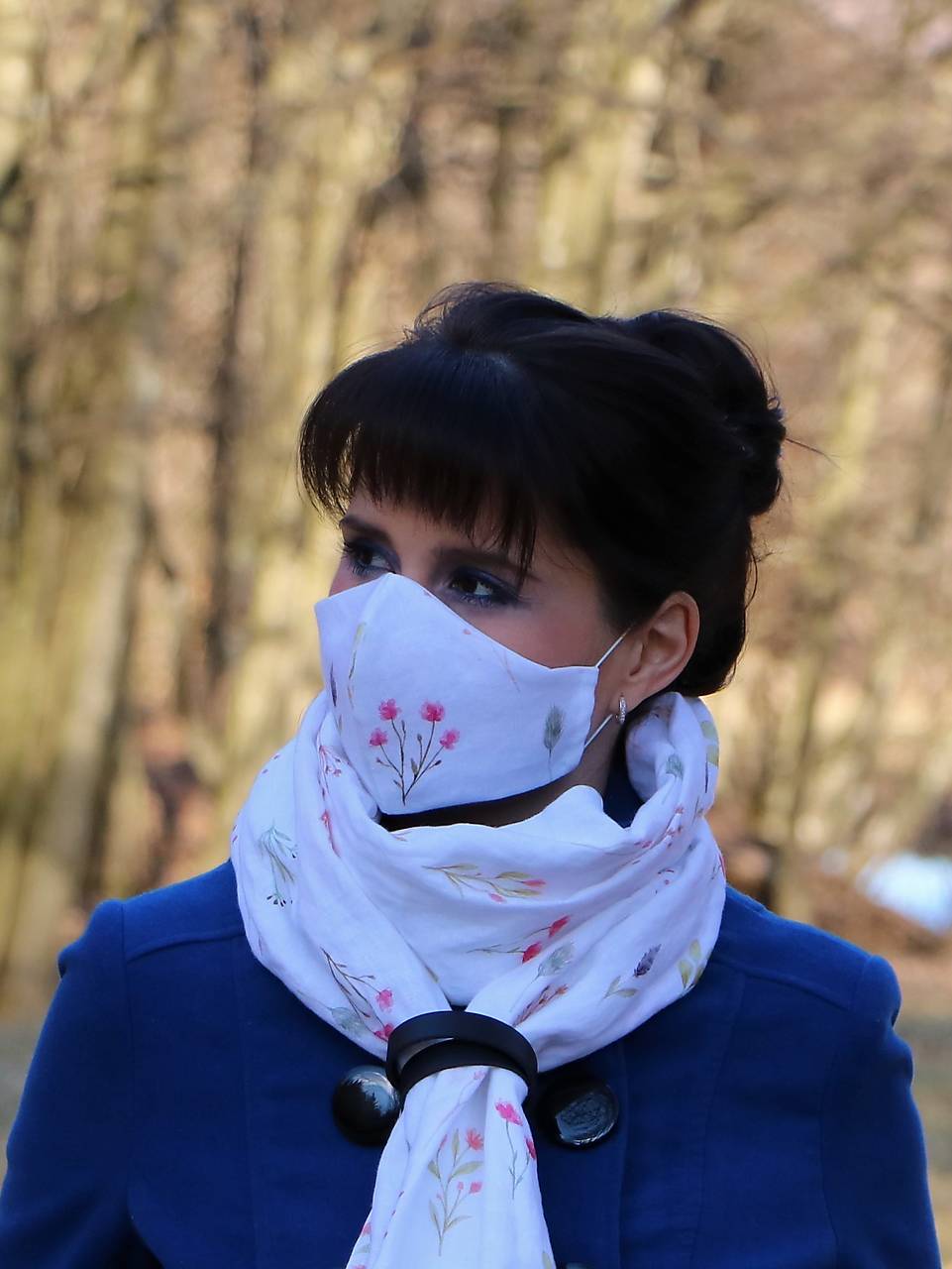 Dizajnové ľanové rúško lúčne bylinky