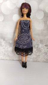 Hračky - Tmavomodré pružné šaty pre Barbie - 13118108_