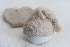 Detské čiapky - Newborn čiapočka s uzlíkom (sleepy hat) (Svetlobéžová 04) - 13118008_
