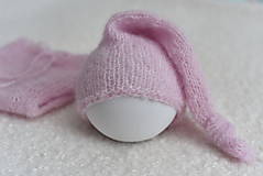 Detské čiapky - Newborn čiapočka s uzlíkom (sleepy hat) (Púdrovoružová 12) - 13118017_