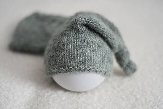 Detské čiapky - Newborn čiapočka s uzlíkom (sleepy hat) (Zelená šalvia 21) - 13118051_