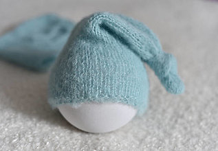 Detské čiapky - Newborn čiapočka s uzlíkom (sleepy hat) (Svetlotyrkysová 15) - 13118053_