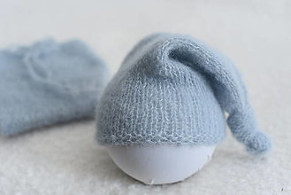 Detské čiapky - Newborn čiapočka s uzlíkom (sleepy hat) (Svetlomodrá (sv.šedozelená) 14) - 13118065_