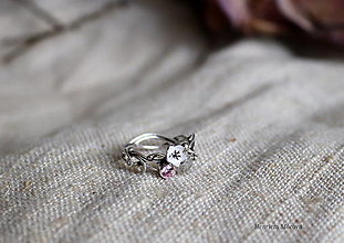 Prstene - strieborný prsteň zirkón (pink) - 13117502_