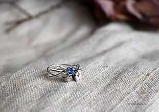 Prstene - strieborný prsteň zirkón (dark blue) - 13117507_