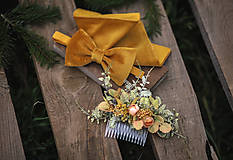 Ozdoby do vlasov - žltý kvetinový hrebienok do vlasov - 13126340_