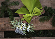Ozdoby do vlasov - Zelený kvetinový hrebienok do vlasov - 13126448_
