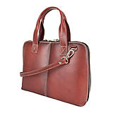 Na notebook - Kožená kabelka/taška na notebook alebo dokumenty A4 v bordovej farbe, ručne tieňovaná - 13125430_