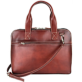 Kožená kabelka/taška na notebook alebo dokumenty A4 v bordovej farbe, ručne tieňovaná
