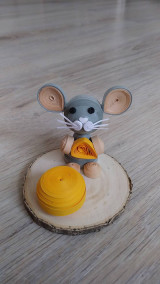 Dekorácie - Myška so syrom - miniatúra z papierových prúžkov - 13122799_