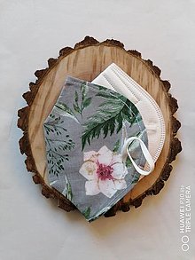 Rúška - Rúško (návlek) na respirátor _ sive s ružovými kvetmi - 13123010_