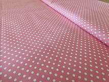 Textil - Biela bodka na ružovej - 13124077_