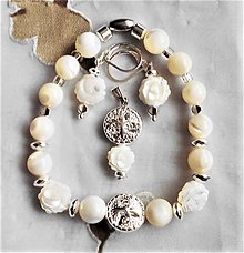 Sady šperkov - Perleť biela II. (celá sada) - 13129235_