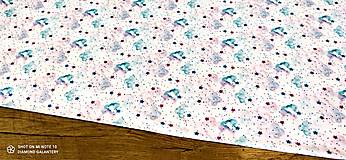 Textil - Úplet - Obláčiky s hviezdičkami - cena za 10 centimetrov - 13130342_