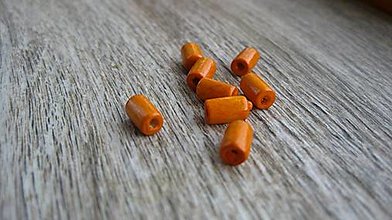 Korálky - Drevené korálky valček 5 x 8 mm, 50 ks (oranžová) - 13130805_
