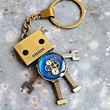 Kľúčenky - Kľúčenka robot, modrý - 13136995_